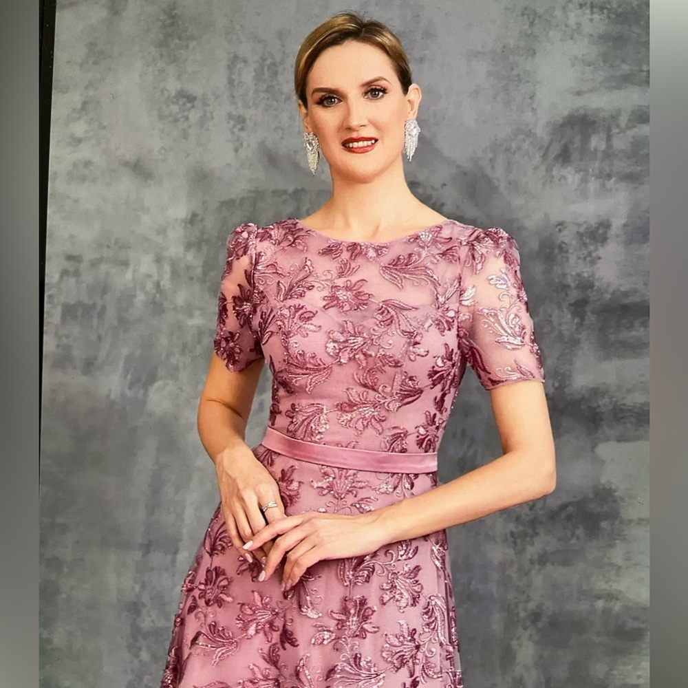 Faeriesty Elegant Short Sleeve Pink A-Line Formal Dress. Size 1X, P2P 20” - Picture 2 of 11